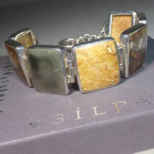 Silpada B0999 Jasper Bronzite Natural Stone Bracelet .925 Sterling Silver